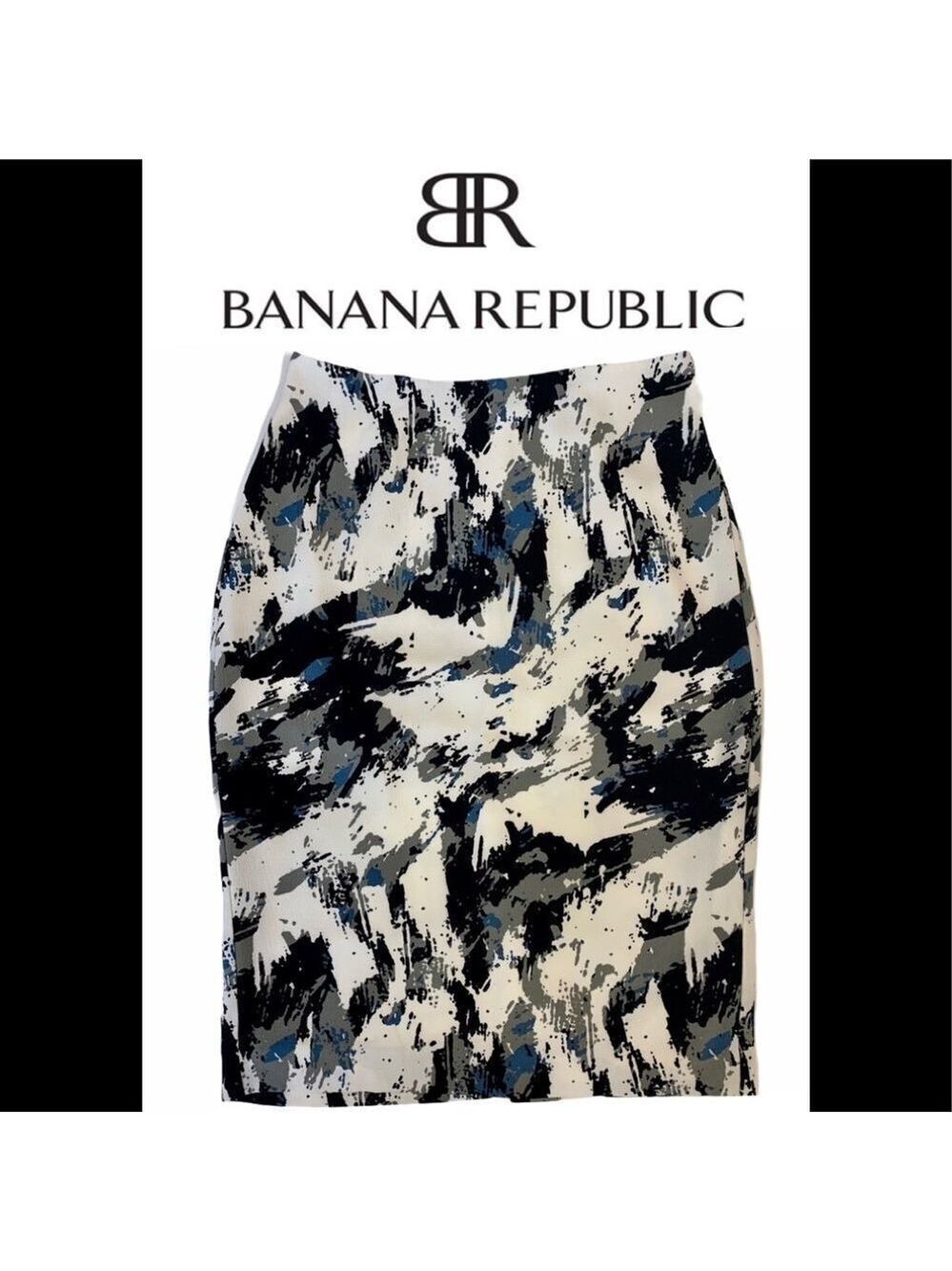 Banana Republic abstract printed crepe pencil skirt professional business career